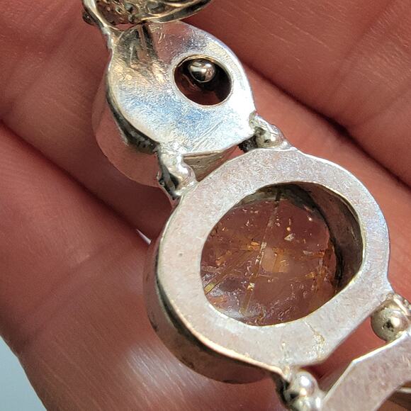 Necklace Pendants Rutilated Quartz & Smoky Quartz in Handmade Sterling Silver - Picture 8 of 10